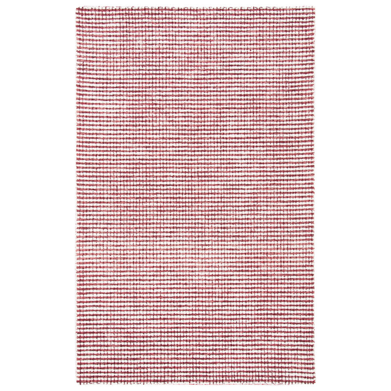 Handmade Abstract Red/Ivory Wool Rug - 4' x 6' Tufted Design