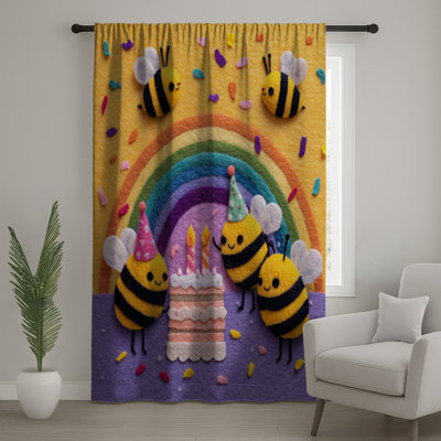 Rideaux de fenêtre Felt Bees Birthday Cake