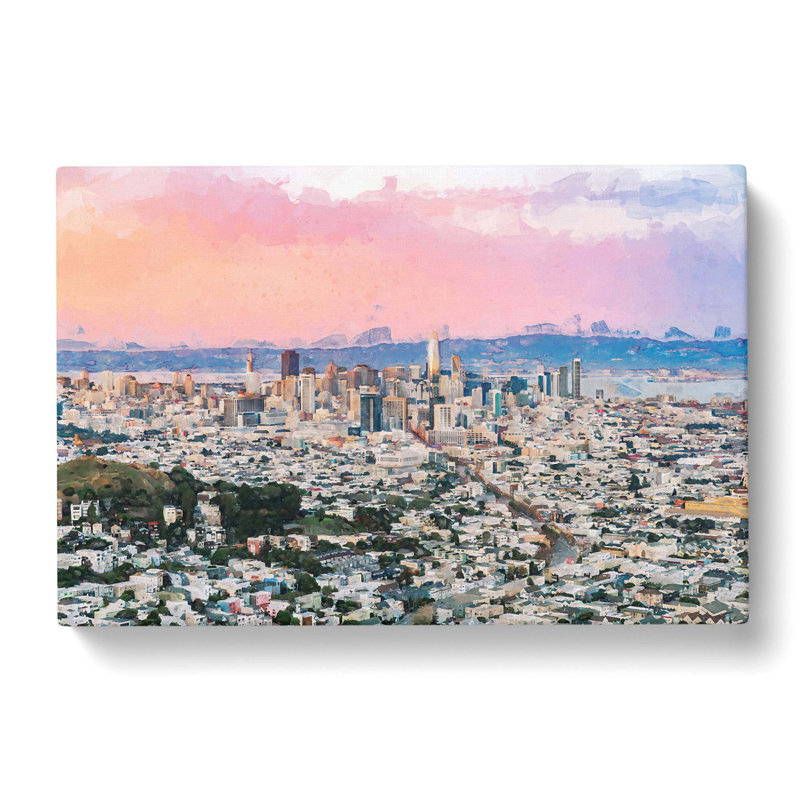 Evening Colours Of San Francisco In Abstract - Wrapped Canvas Print, 60cm H x 91cm W x 3cm D