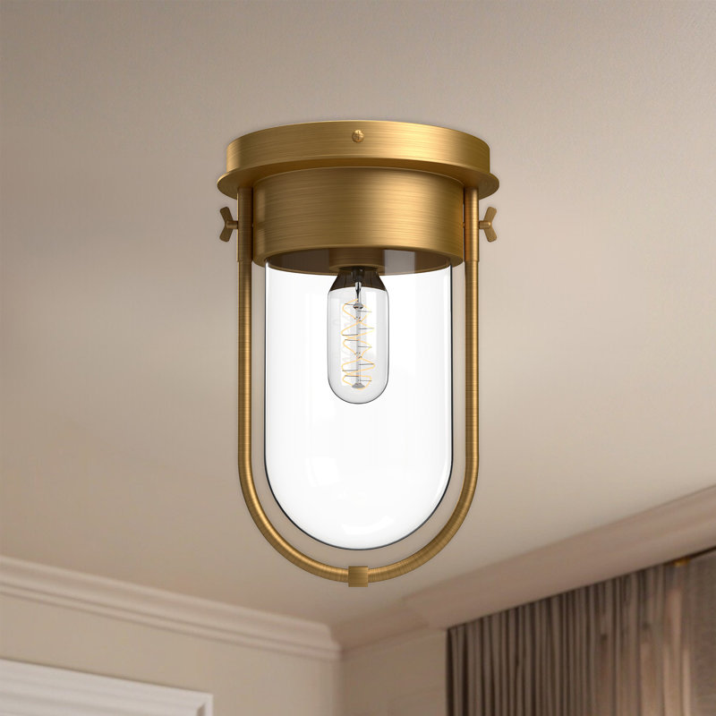 Cyrus Glass Flush Mount, Aged Gold