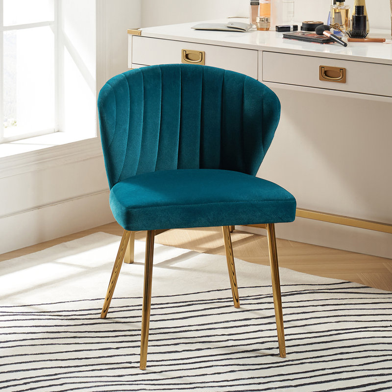 Euclid 29"H Modern Velvet Accent Chair with Tufted Back, Teal Velvet