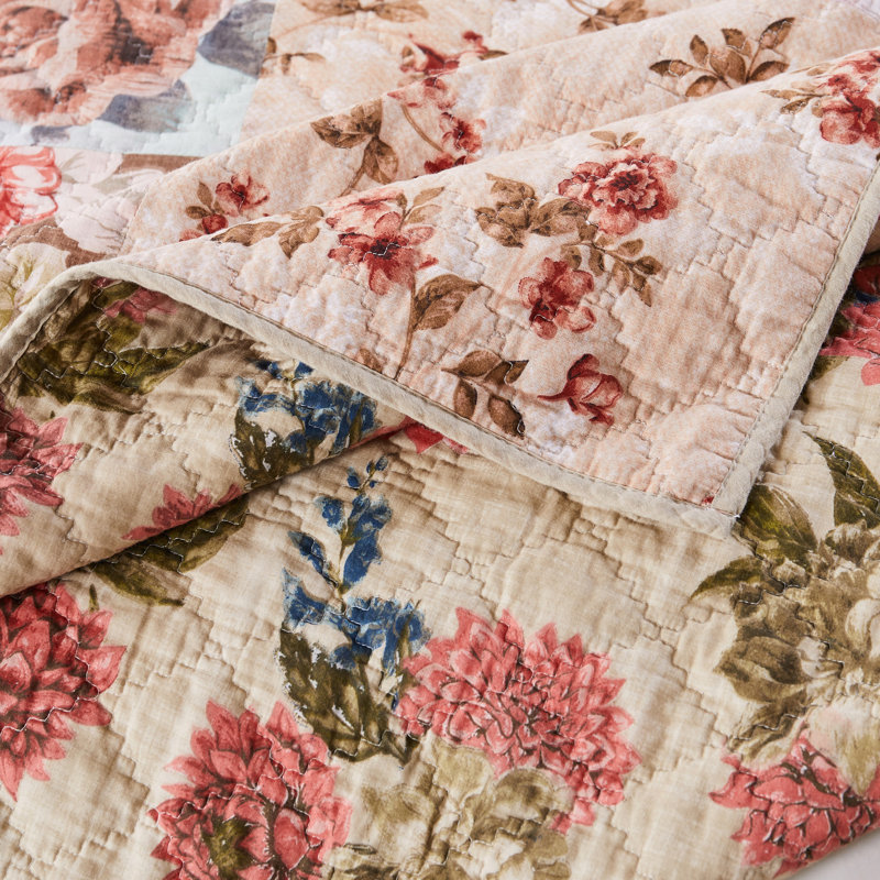 Greenland Home Fashions Briar Natural 3-Piece Queen Size Quilt Set, 90x90 Inch, Grand lit