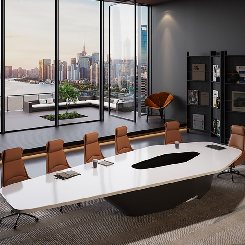 Orren Ellis White + Black Hexagon Solid Wood + Carbon Steel Conference ...