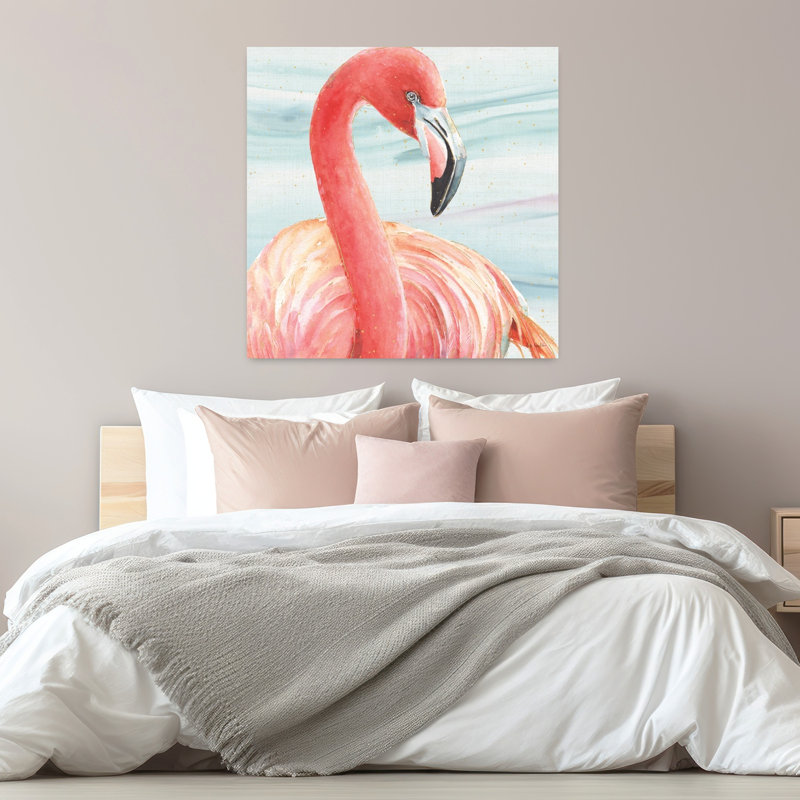 Oiseau flamant rose gracieux II, H 32 po x l 32 po