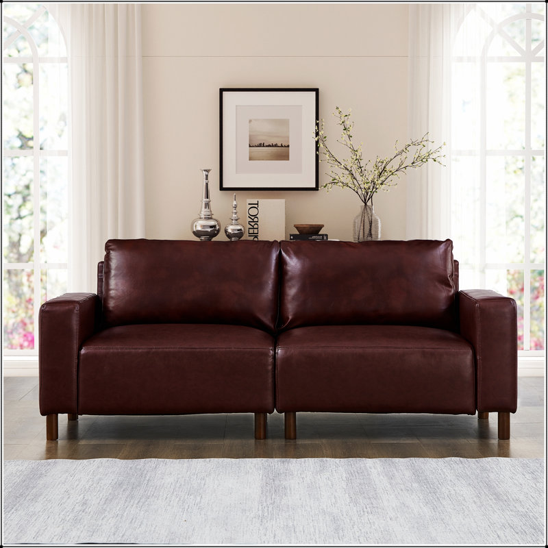 Causeuse respirante en similicuir de 78,5 pouces, durable et élégante pour les salons et les appartements, Mauve foncé