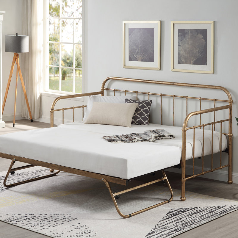 Melanie Metal Daybed with Trundle, Gold