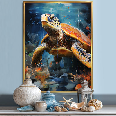 Représentation abstraite d'une harmonie de tortues I sur toile