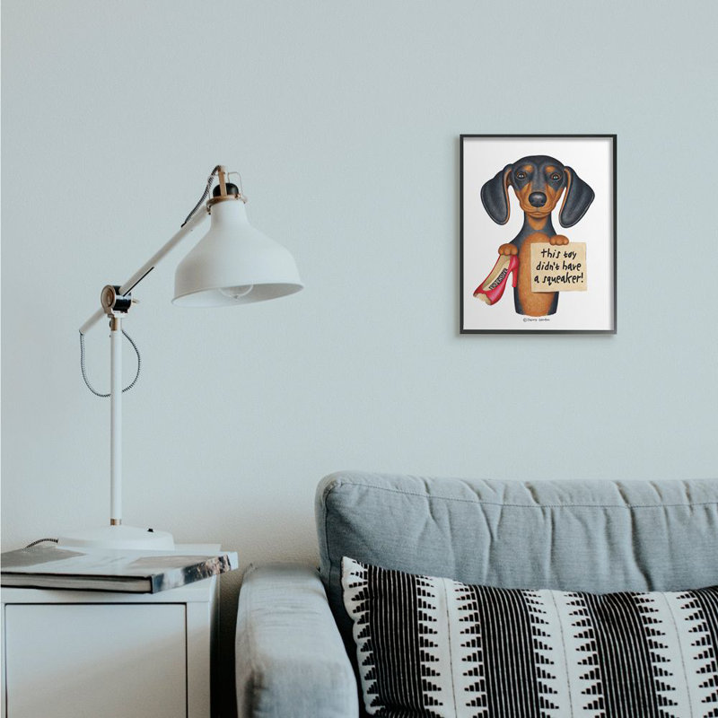 Drôle de teckel «mâché» par Danny Gordan - impression d'art graphique, H 14 po x l 11 po x P 1,5 po