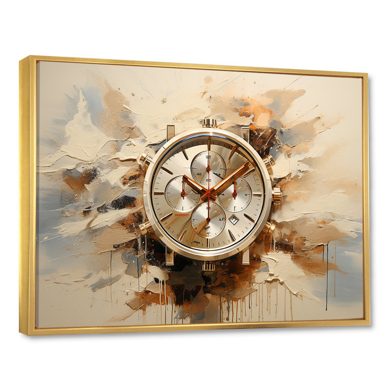 Minimalisme, montre de luxe III sur toile, Cadre flottant doré, H 12 po x l 20 po x P 1 po