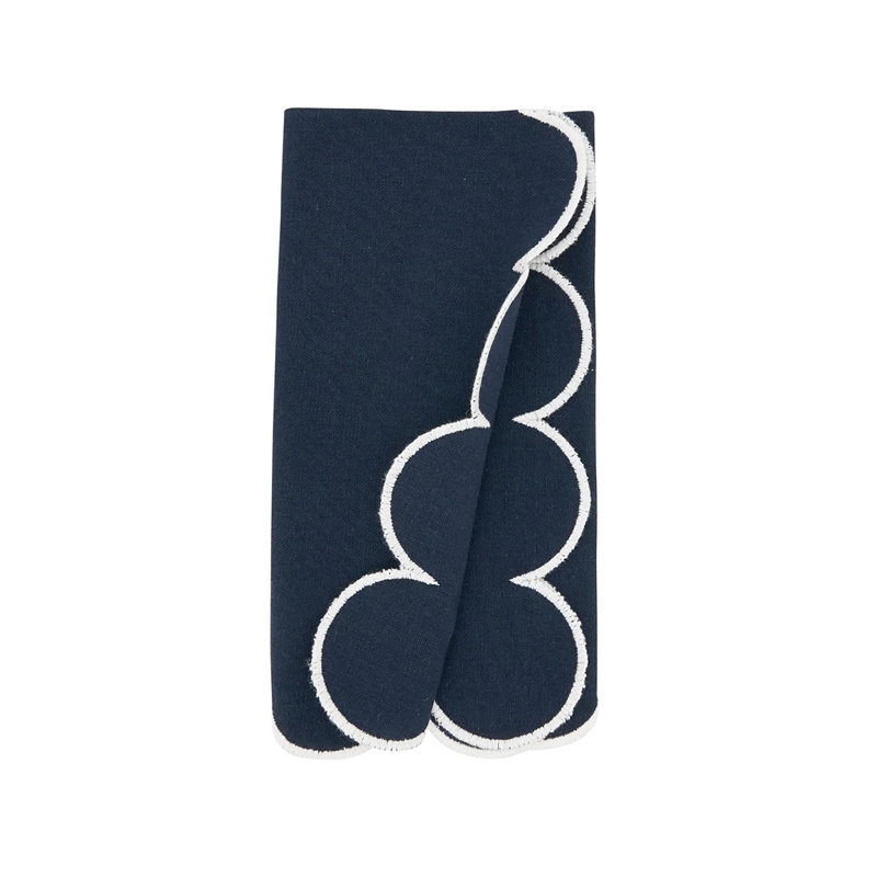 Ensemble de 4 serviettes de table en coton raffiné à bordure festonnée l 20 po x L 20 po, Marine
