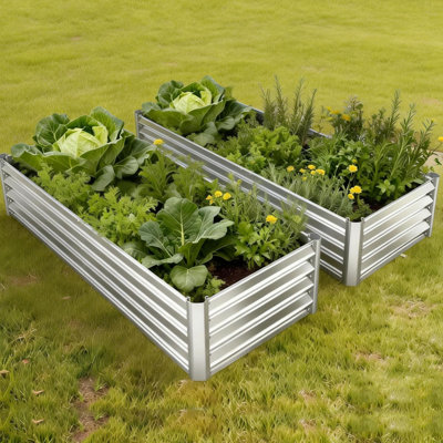 2-Pack Metal Raised Garden Beds, 6x1.5x1 Ft Galvanized Planter Boxes for Vegetables, Herbs & Flowers