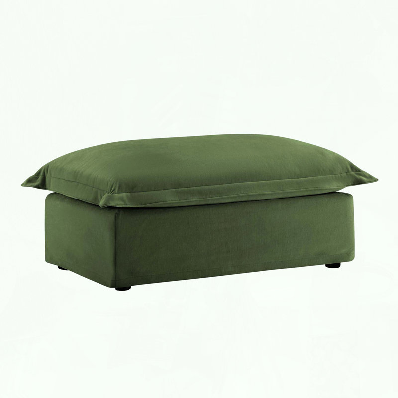 Modern Ottoman with Removable Chenille Cover, Green