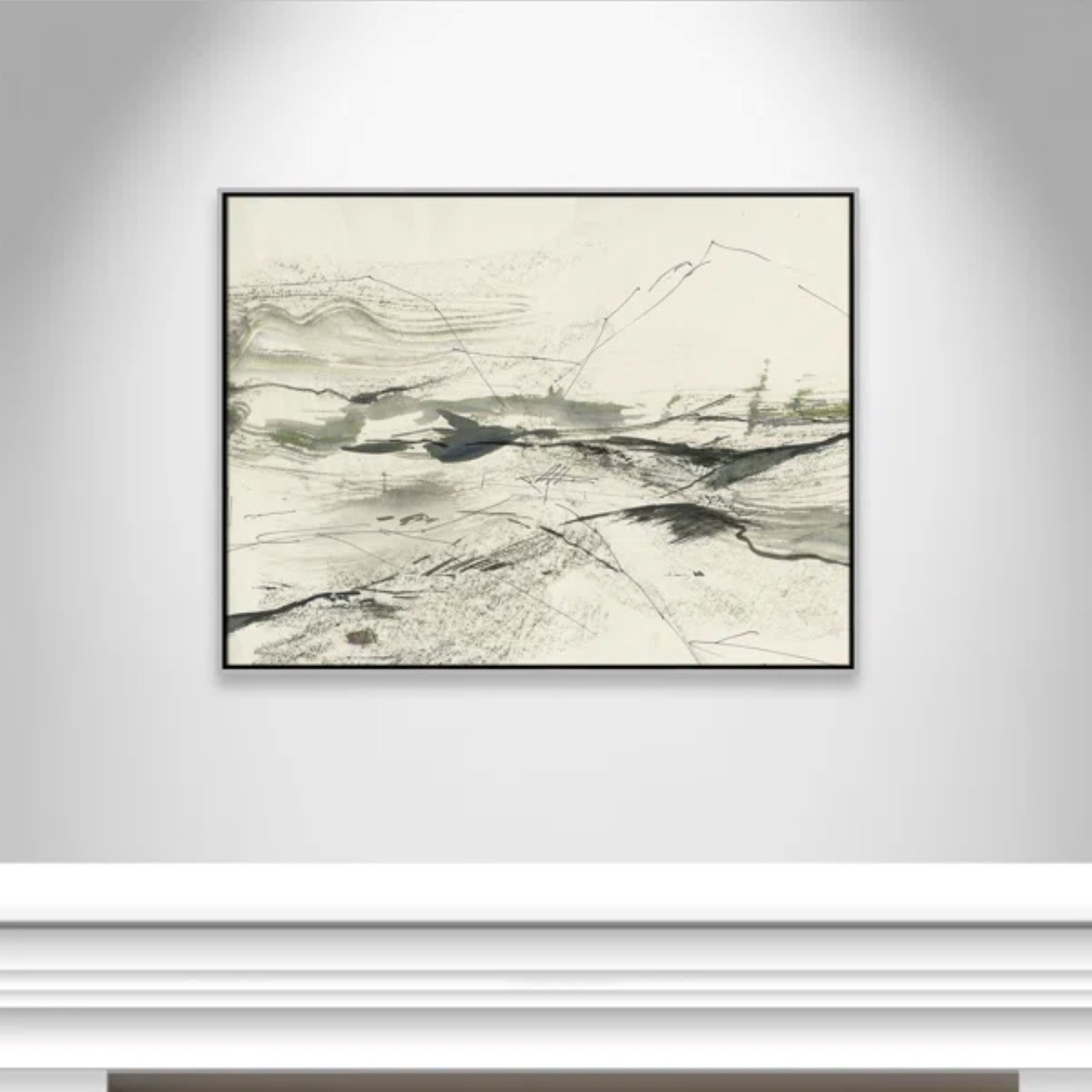 Green Sketches Print by PI Studio, 31.5" H x 41.5" W x 2" D, Silver Floater Framed, No Mat