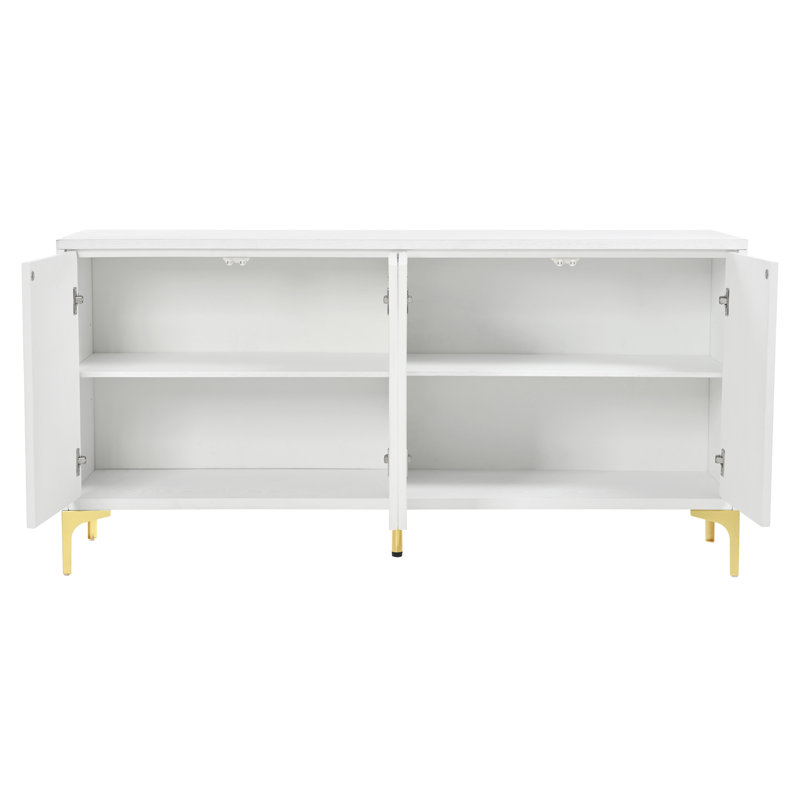 Armoire d'appoint avec 4 portes et tablettes réglables Miles, Blanc