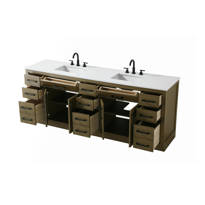 Meuble-lavabo double 84 po Ahner, Brun châtaigne