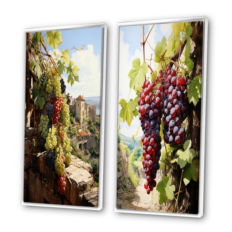 «Green Vineyard Ancien Sagesse», 2 pièces, Cadre blanc, H 40 po x l 40 po