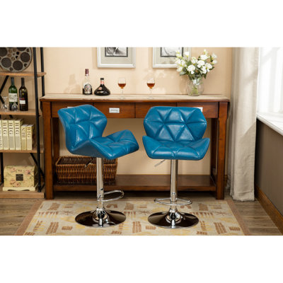 Tabourets de bar contemporains à hauteur réglable en bleu - Siège avec pivot et repose-pieds pour une facilité accrue en bleu hydraulique