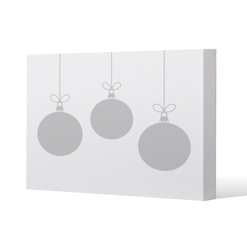 Three Hanging Christmas Baubles - Wrapped Canvas Print, 61cm H x 61cm W