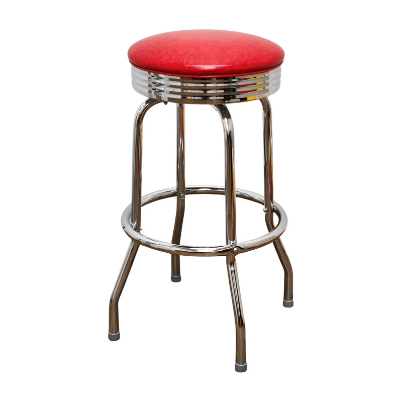 Tabouret de bar et de comptoir pivotant à un anneau Retro Home, Tabouret de bar (assise de 30 po de hauteur), Rouge foncé