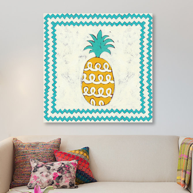 « ananas vacances iv », reproduction d’impression sur toile tendue, H 12 po x l 12 po x P 1,5 po, Toile tendue, Pas de tapis