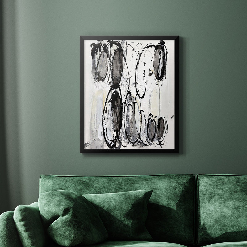 Toile encadrée grise de première qualité Grey Scribbles II, Noir, H 24 po x l 20 po