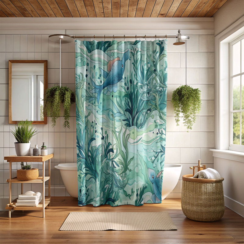 Rideau de douche standard bleu profond 1 pièce, H 74 po x l 71 po