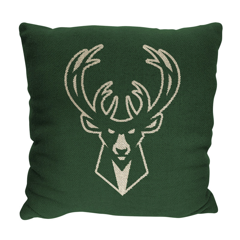 Green and Beige 14" Square NBA Team Logo Pillow Set