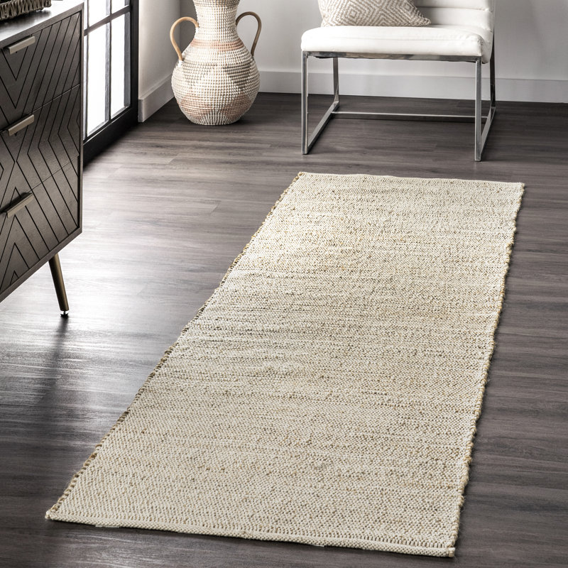 Tapis en jute et coton Helton Farmhouse, Tapis de couloir 2 pi 6 po x 12 pi