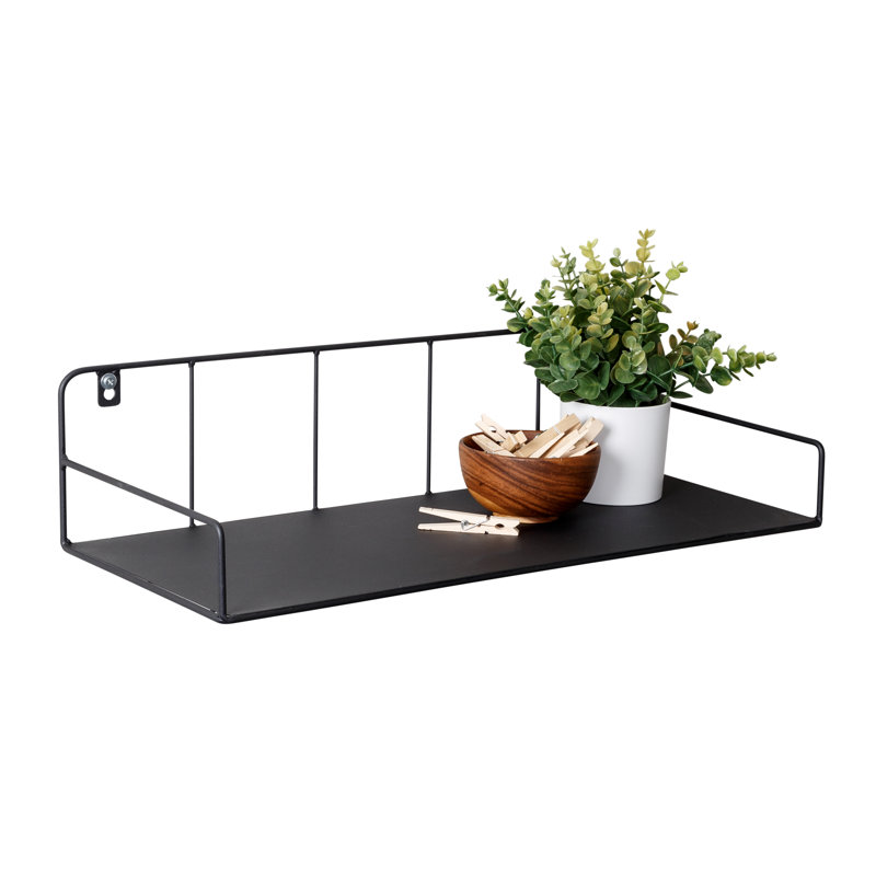 Tablette flottante en métal, H 6 po x l 24 po x P 10 po, Noir
