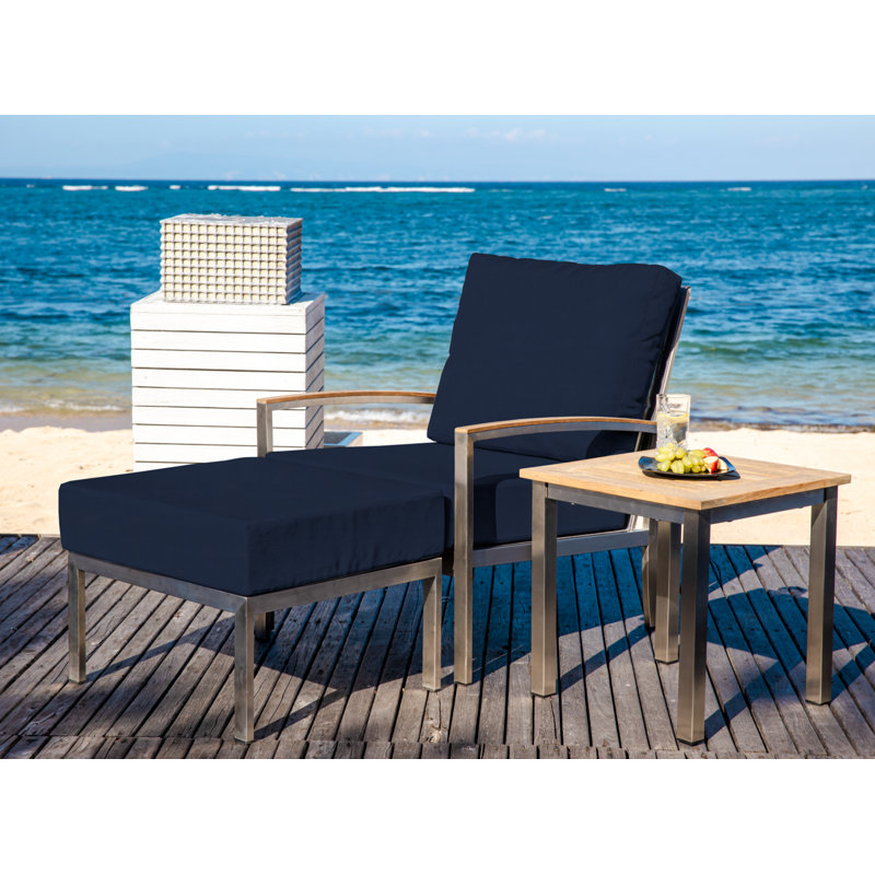 Avanti Stainless Steel Sling Outdoor Ottoman, Navy