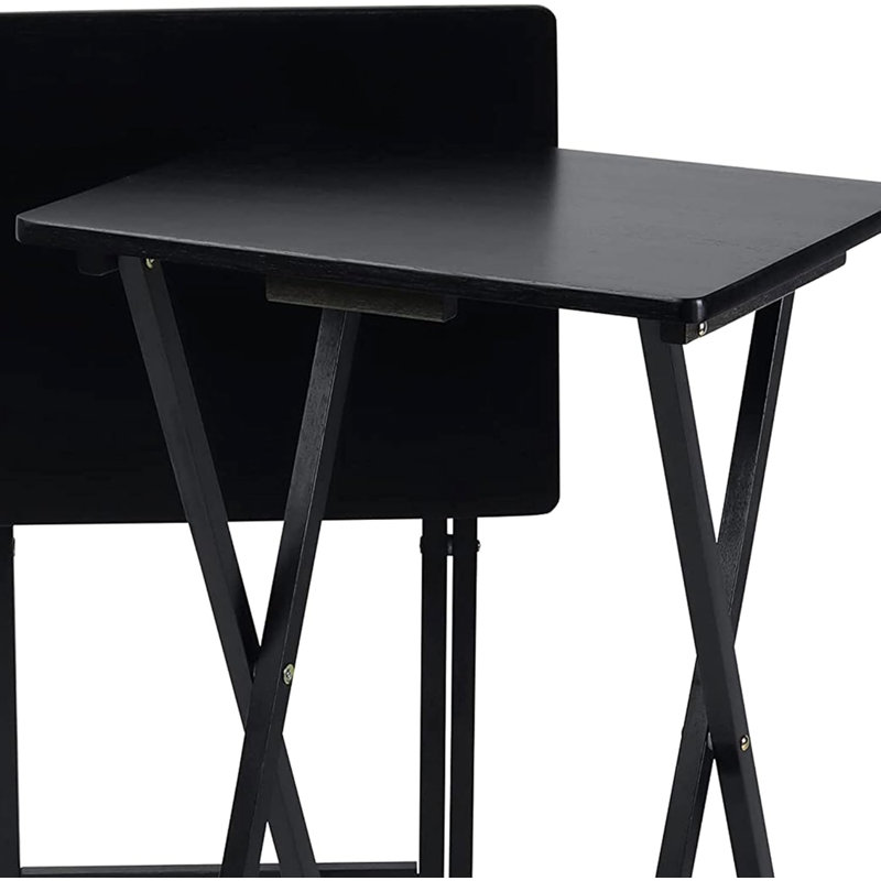 Ensemble de 2 tables-repas pliables avec plateau de rangement pliable, noir