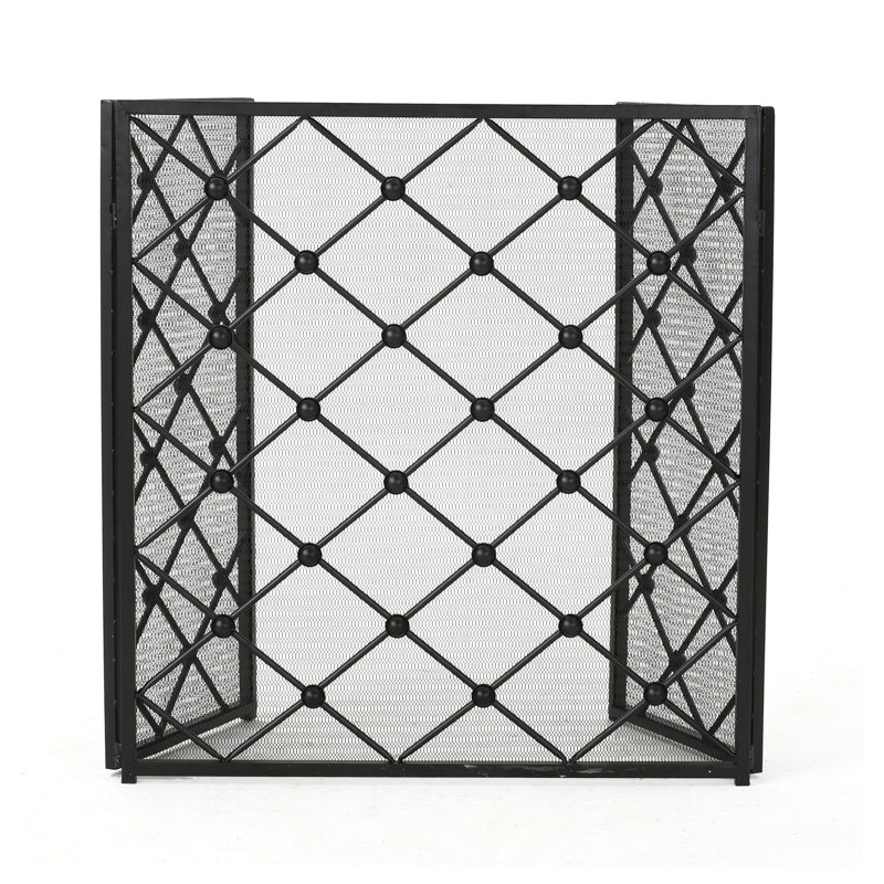 Pare-étincelles en fer noir, pare-étincelles plat l 53,5 po pour foyer, filet de sécurité en métal noir mat