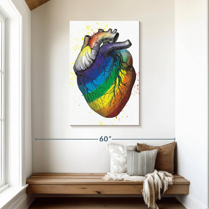Cœur de couleur arc-en-ciel khazi, H 45 po x l 30 po