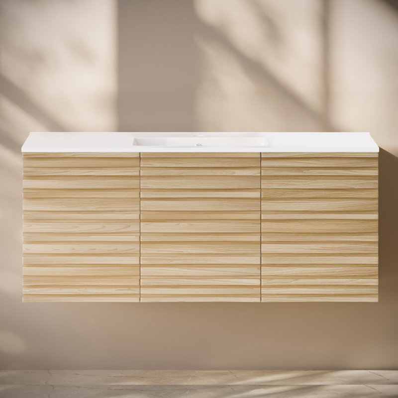 Ensemble de meuble-lavabo mural 48 po Wachter, Trou simple, Naturel
