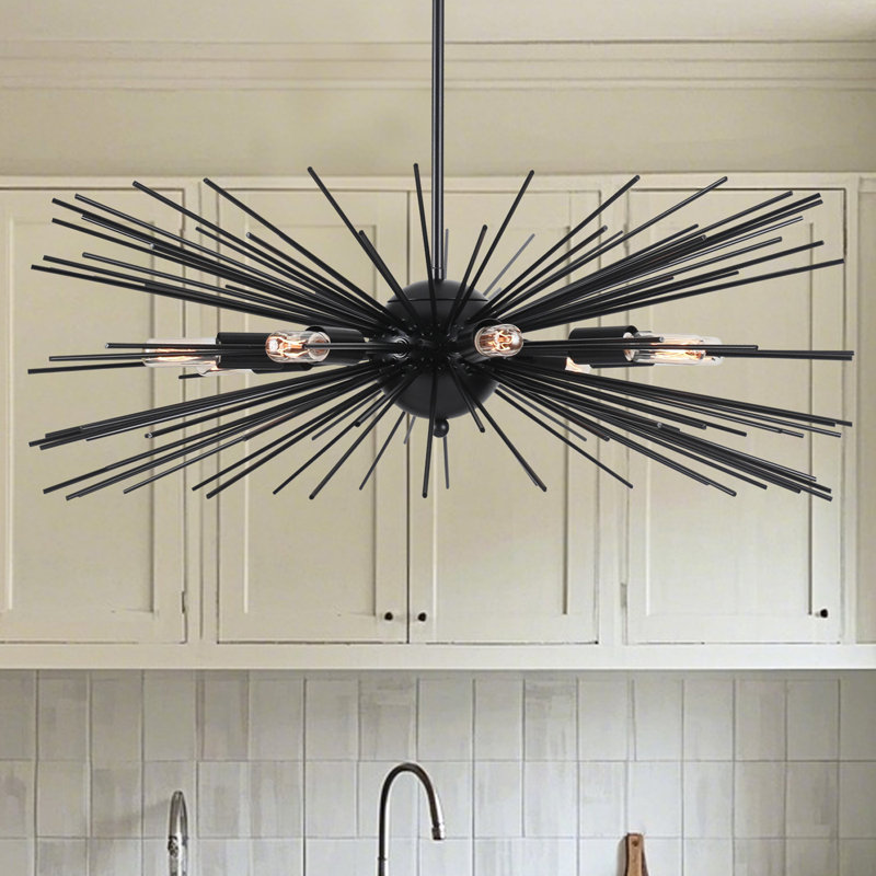 Mid Centry Black Sputnik Chandelier 8-Light