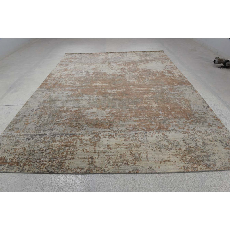 Contemporary One-of-a-Kind Rectangle 9' X 12'8" Hand Knotted Area Rug