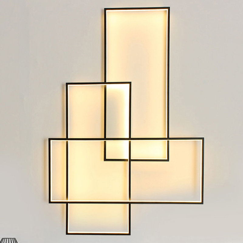 Tremberth LED Flush Mounted Sconce Switch Dimmable, Matte Black, 3.1" H x 39.8" W x 26.8" D