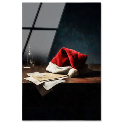 Décoration de Noël à imprimé acrylique chapeau de père Noël et lettres par Art Remedy, prêt à accrocher, 30 x 45