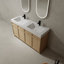 Meuble-lavabo autoportant avec lavabo double en résine blanche