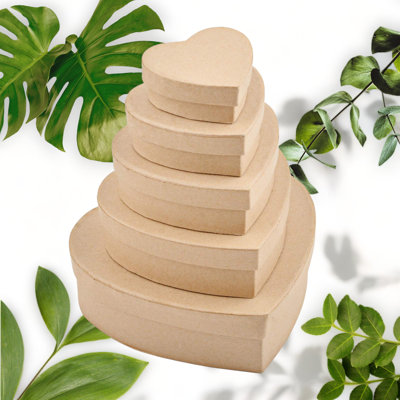 Set of 5 Heart-Shaped Mini Kraft Paper Gift Boxes