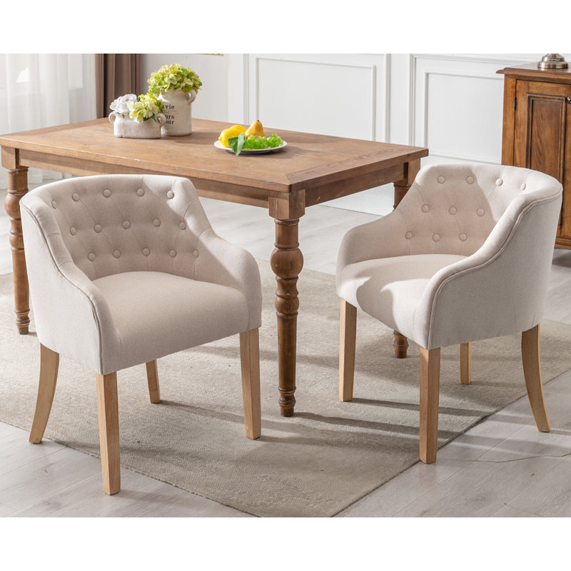 Tascherau Tufted Solid Back Arm Chair, Cream Polyester Blend, Natural