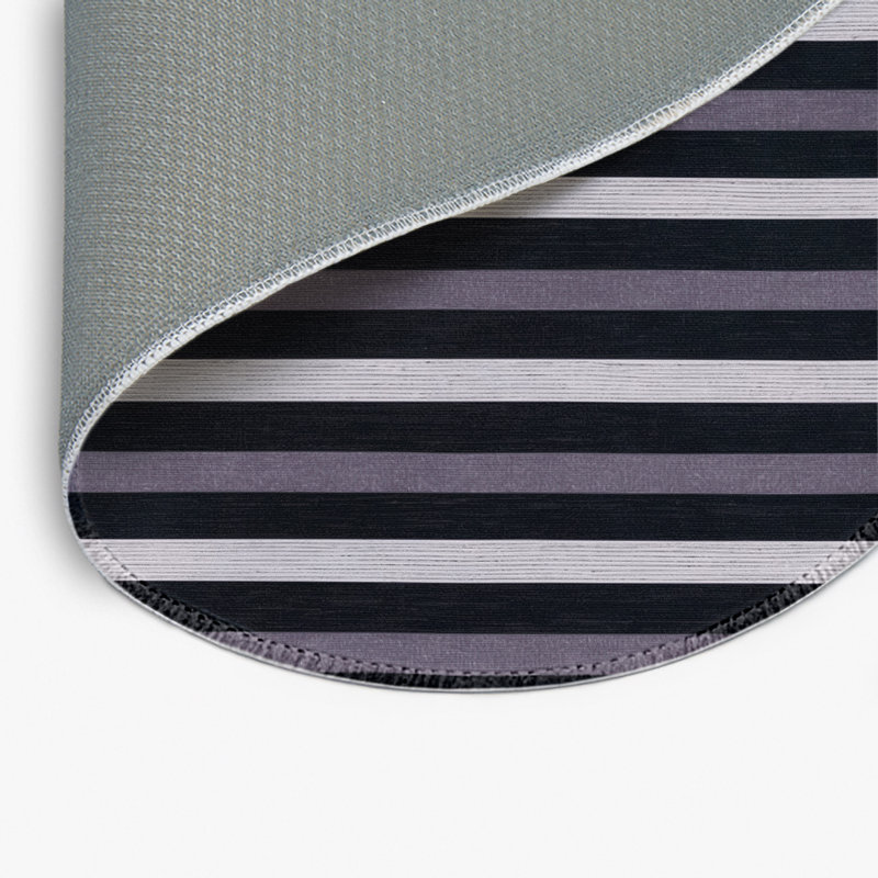 Tapis intérieur / extérieur gris HorizontalStripes, Rond 5 pi