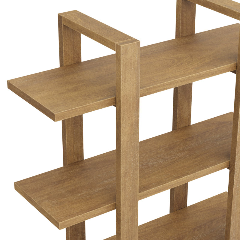 Tablette flottante en bois massif avec tablettes réglables, Brun pâle
