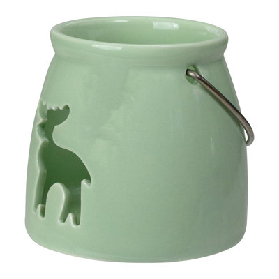 Porte-bougie de Noël 3 "vert clair avec découpe de renne