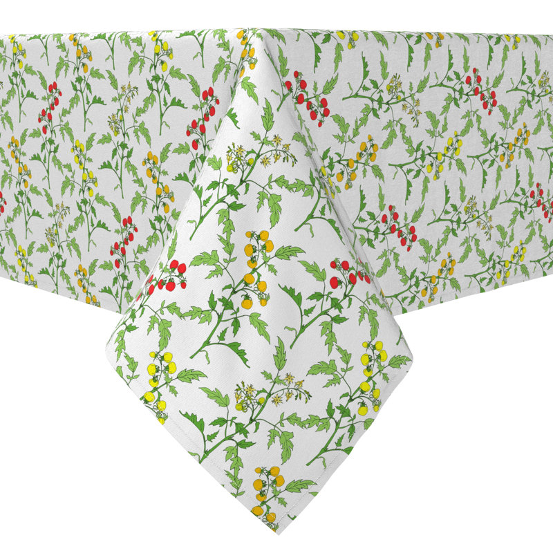 Square Floral Cotton Twill Tablecloth