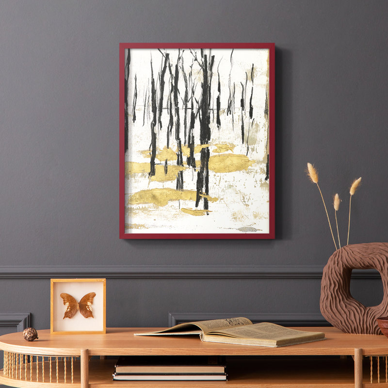 «Gilded Winter I», reproduction encadrée - bois massif, Rouge, H 10 po x l 8 po