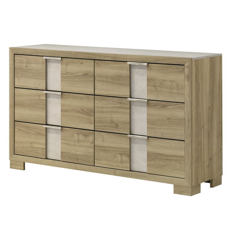 Driftwood 6-Drawer Wooden Dresser for Bedroom