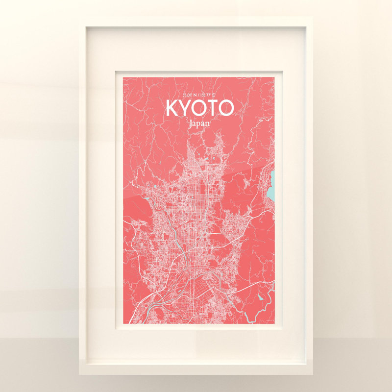 Kyoto City Map In Maritime - No Frame Print, 36cm H x 24cm W x 0.05cm D