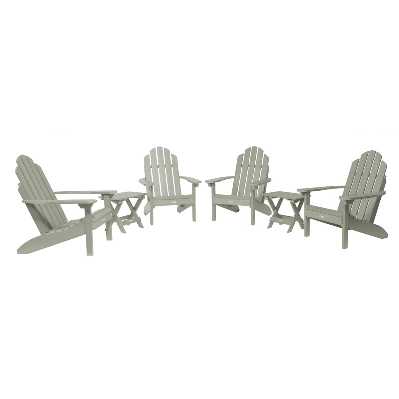 Anette Plastic Folding Adirondack Chair with Table, Eucalyptus