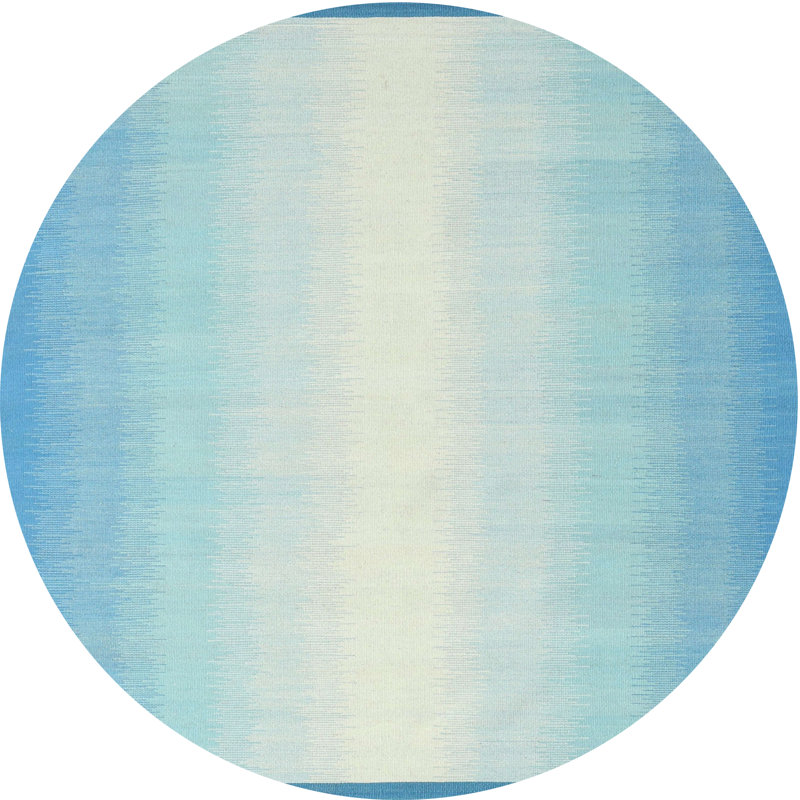 Tapis abstrait bleu / beige, Rond 6 pi